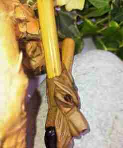 Kuripe Bambu Totem LUPO Amuleto con Pietre potenti Kuripe Bambu Totem LUPO Amuleto-con Pietre potenti