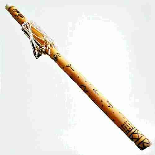 Sonaglio RainStick Shaman in Bamboo, Fatto a Mano con Rune Norreniche Loki Sonaglio RainStick Shaman